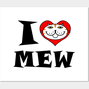 I Heart Cat - White and Orange Striped Cat Posters and Art